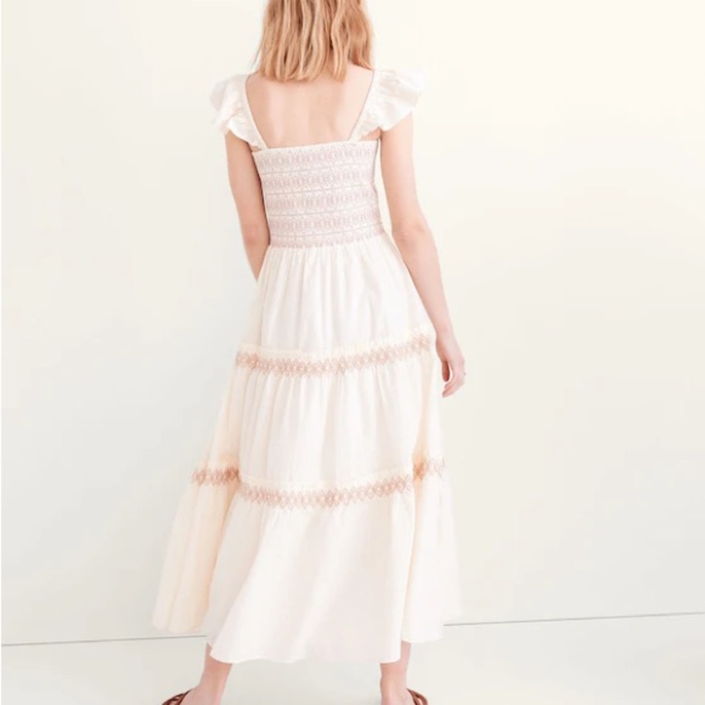 Madewell Lucie Smocked Tiered Midi Dress Size Large